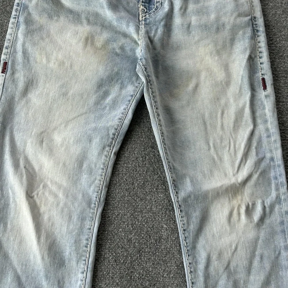 True Religion Ricky Jeans Mens 34x34 Blue Light Wash Straight Lot 2‎ No Flap